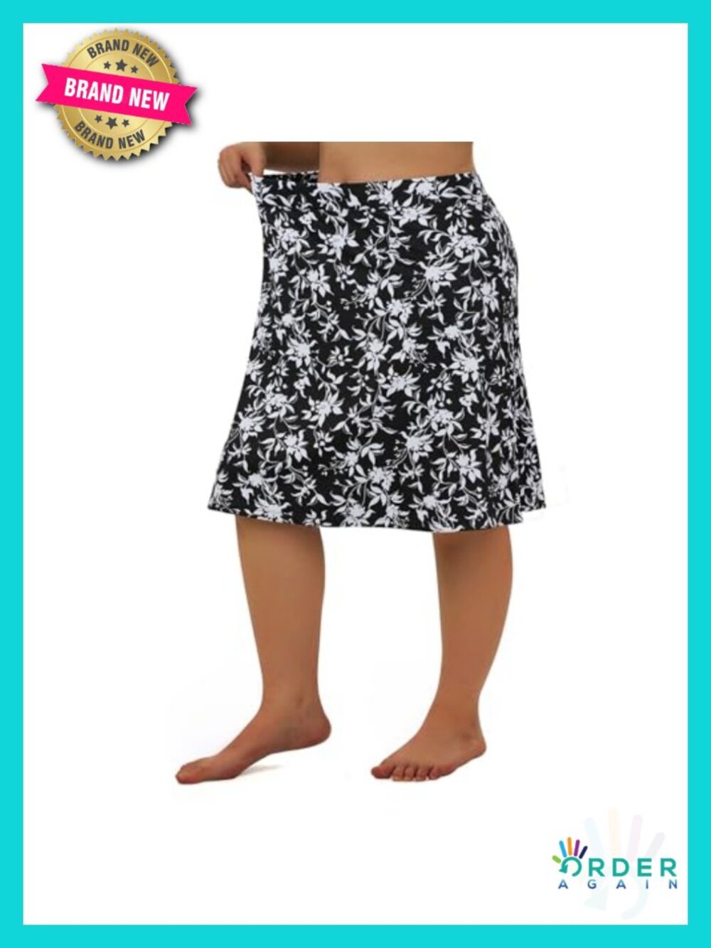 Women Plus Size Running Skort with Pockets 6" Inseam Built-in Shorts Knee-Length